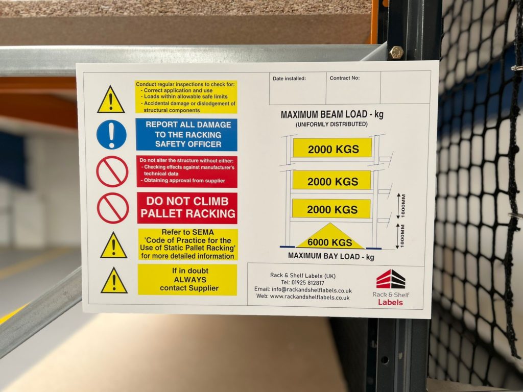 Warehouse Signs Bespoke Warehouse Signage Rack & Shelf UK Rack
